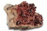 Glittering, Ruby Red Vanadinite Crystals on Barite - Morocco #278228-1
